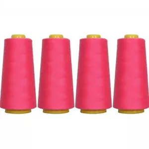 4 BIG CONES HOT PINK SERGER SEWING THREAD 2750 YD TEX 27 40S/2-THREADART - Picture 1 of 8