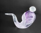 William Glasner Purple Etched Leaf Art Glass Perfume Bottle