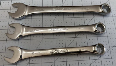 3 Husky  Polished Chrome Combo Wrenches 19mm,  17mm, & 16 mm AS SHOWN Foto 1 de 4