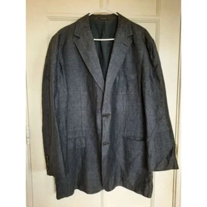 Boss Hugo Boss Solbiati 42L Single Breasted Notch Lapel Blazer Navy Linen Blend - Picture 1 of 10