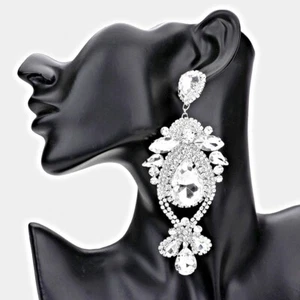 FASHION ELEGANT GLAMOUR STATEMENT CRYSTAL RHINESTONES EARRINGS WOMEN DRAG QUEEN - Picture 1 of 1