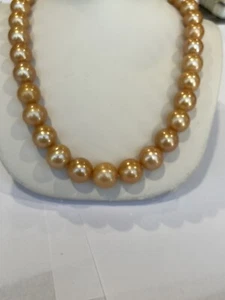 Perlas de agua dulce cultivadas en oro. 11 X 14mm. Cierre de bola de oro 14k. 17"" - Imagen 1 de 12