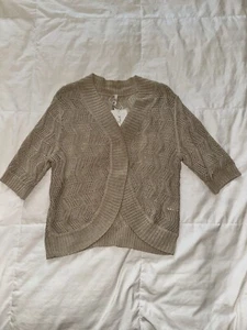New With Tags Women's Beige Crocheted cardigan top - Picture 1 of 12