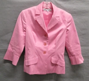 Trina Turk Blazer Womens 6 Pink 3/4 Sleeves Designer Jacket Barbie Ladies Work - Picture 1 of 11