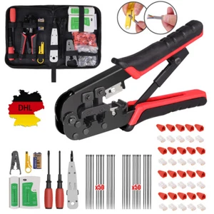 Netzwerk Reparatur Werkzeug Set Crimpzange LAN Kabeltester für RJ45 RJ11 RJ12 - Bild 1 von 13