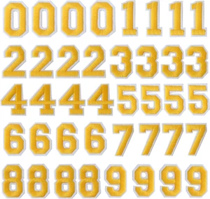 40 Pieces Yellow Iron on Numbers Patches, Numbers 0-9 Applique for Clothes, Dres - Picture 1 of 12