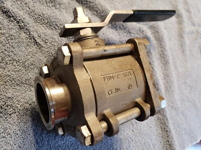 2" Manual 2-Way Ball Valve 316L Sanitary Stainless Steel PBM CF3M SIHLH5X-G USED - Image 1 of 4
