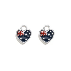 MYJS Australian Flag Hoop Earring Charm Rhodium Plated - Picture 1 of 3