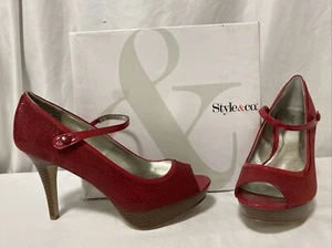 Style&Co BUBBLE Women’s Platform Pumps Shoes Rouge Red, Size 9.5 M - Picture 1 of 8
