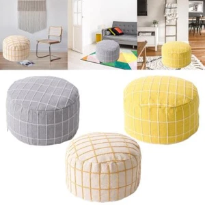 Unstuffed Pouf Cover Storage solution checked Large Ottoman Pouffe Cover Foot - Picture 1 of 8