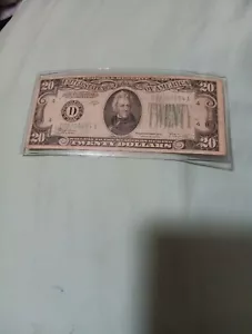 1934C $20 Dollar Andrew Jackson Federal Reserve Note Lime Green Seal - Picture 1 of 2