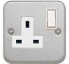 Metal Clad 13A DP Switched Socket + Back Box - White Insert - NEXT DAY AVAILABLE