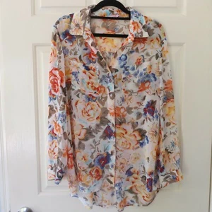 Supre blouse size XXS sheer floral long sleeve collared button up front casual - Picture 1 of 6