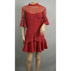 Amur Dress Women 12 Revolve Mila Mini Red Spice Lace Ruffle Cocktail Party FLAW