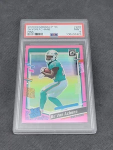2023 Donruss Optic 269 De'von Achane PSA 9 Pink Rated Rookie Miami Dolphins - Picture 1 of 2