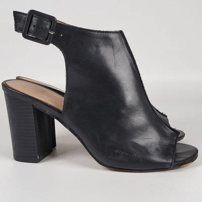 Zapatos de salón informales con correa al tobillo Gap Heels para mujer talla 8/38,5 punta abierta cuero negro Foto 1 de 4