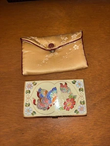 Portatarjetas de visita Cloisonné vintage con cubierta de sobre de seda - Imagen 1 de 3