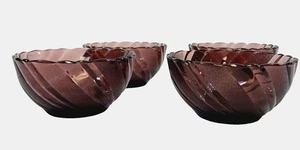 Set of 4 Duralex France 5" Bowls Amethyst Swirl Bowls, France, Bormioli Rocco - Picture 1 of 8