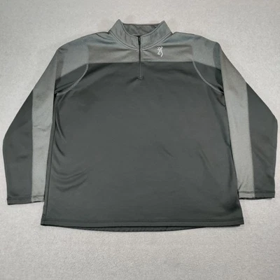 Suéter Browning Para Hombres 2XL Gris Negro Forrado de Vellón Pullover 1/4 Cremallera Exterior Foto 1 de 4
