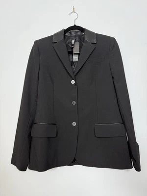JAQUETA BLAZER LAUNDRY BY SHELLI SEGAL ACABAMENTO EM COURO PRETO TAMANHO 8 MÉDIA US$ 295 - Imagem 1 de 4