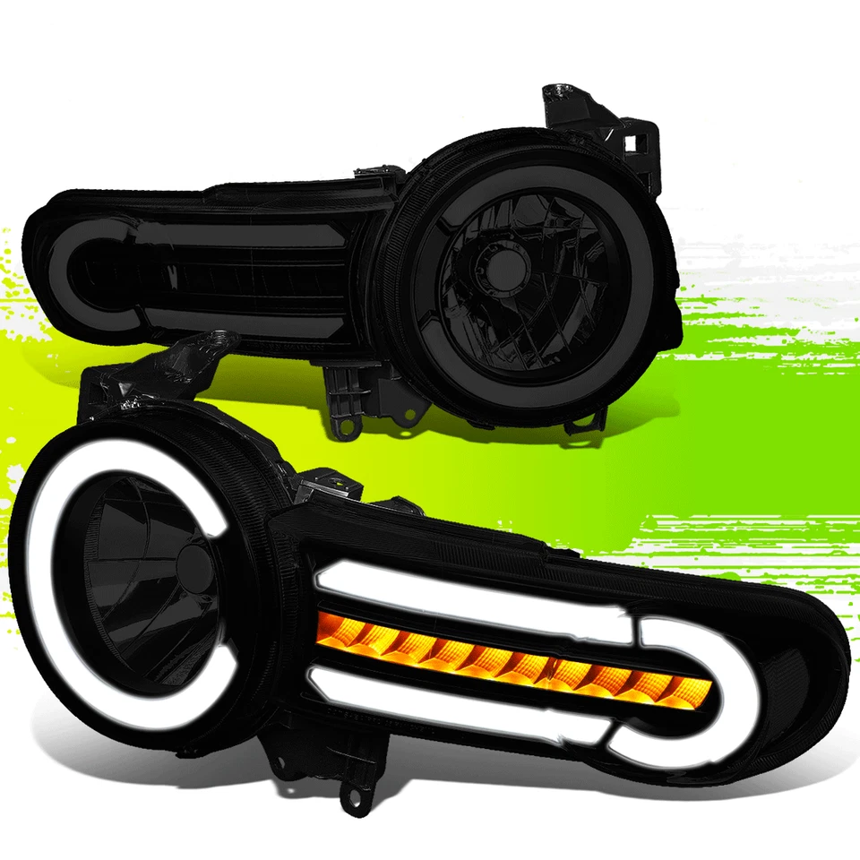 Sequential LED DRL Projector Headlight for FJ Cruiser 07-14 Black Smoked Clear - Image 1 of 4