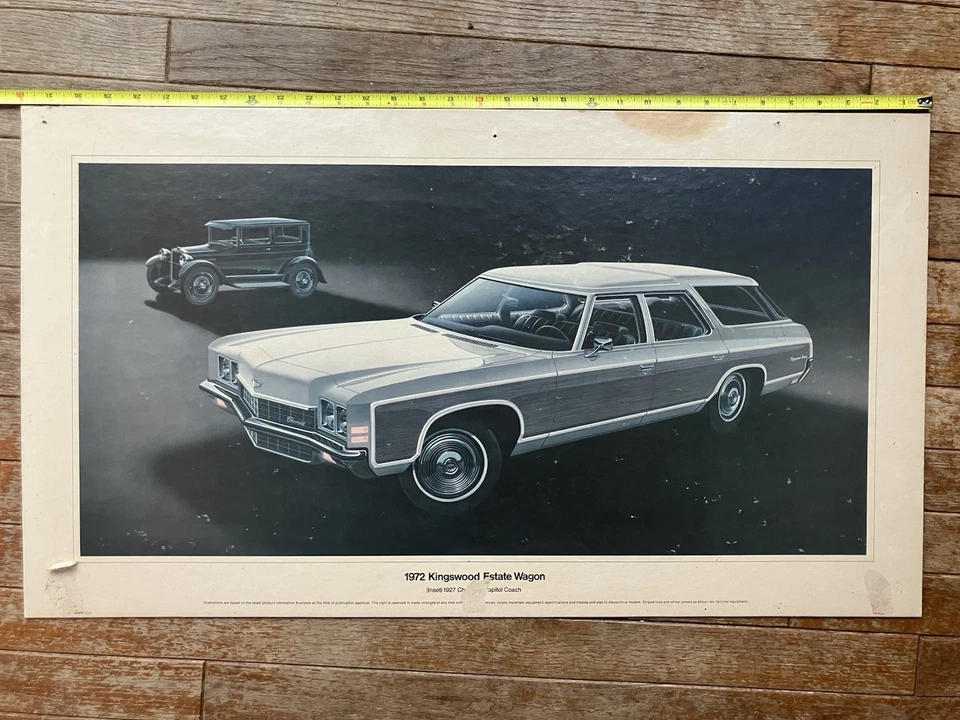 Chevrolet 1972 Kingswood Estate Wagon vintage concesionario promoción cartón 32x18" Foto 1 de 4