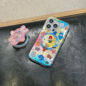 Cute Bunny Bear Mag Safe Holder+ Case Cover For iPhone 16 Pro Max 15 14 13 Pro - Afbeelding 1 van 10