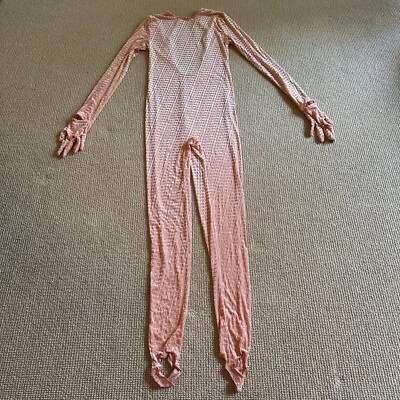 Skims Peach Velvet Logo Stirrup Catsuit Jumpsuit, Size Large NWT - Image 1 of 3