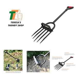 5-Tine Heavy Duty Pitch Fork for Gardening - Long Handled Digging Fork Garden... - Picture 1 of 10
