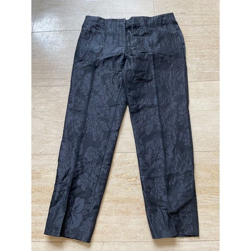 Pantaloni eleganti CELINE neri floreali jacquard cotone taglia 42 EU pantaloni da sera