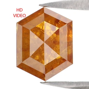 1.36 CT Natural Loose Hexagon Diamond 7.45 MM Yellow Brown Color Diamond LQ2502 - Picture 1 of 8