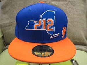New Era NY Mets Sombrero Ajustado Azul, Contorno del Estado de Nueva York Código de Área 212, Talla 7 5/8 - Imagen 1 de 10