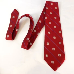 VINTAGE Palm Beach Neck Tie Mens Red Striped H Logo Suit Formal Dress Minimalist - Picture 1 of 11