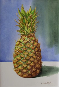 Ananas 1, Original Aquarell Gemälde, Obst, signiert, 15x22 cm - Bild 1 von 1