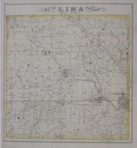 Original 1875 Everts Map PATASKALA Columbia Center Lima Twp Licking County Ohio - Picture 1 of 13