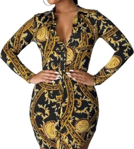 Women's Casual Bodycon T-Shirts Blouses Floral V-Neck Long Sleeve Button Down - Picture 1 of 3