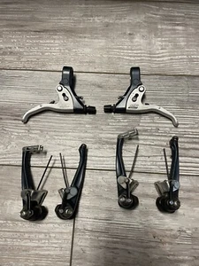 Vintage Shimano Deore LX BL-M570 Brake Levers And BR-M570 Dual Pivot V Brake Set - Picture 1 of 18