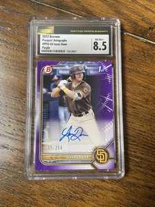 2022 Bowman 1st Prospect Auto Puple /10 Lucas Dunn (CSG-8.5 )Padres SP #PPA-LD