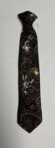KIDS Looney Tunes Mania Necktie 1994 Bugs Bunny Tasmanian Devil Tax Paisley - Picture 1 of 3