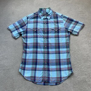 Ralph Lauren Vintage Men’s Pearl Snap Check Classic Western Shirt Blue Size S - Picture 1 of 13