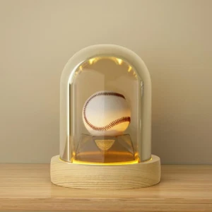 Baseball Display Case LED Light up Clear Holder Wooden Base Acrylic Balls UV - Picture 1 of 1
