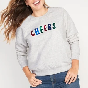 Old Navy Easy Vintage Crew Sweatshirt Plus Size 3X CHEERS Light Heather Gray - Picture 1 of 9