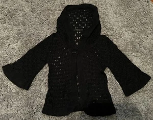 Arden B Womens Black Crochet Long Sleeve Cardigan/ Jacket/ Blazer Size XS - Picture 1 of 6