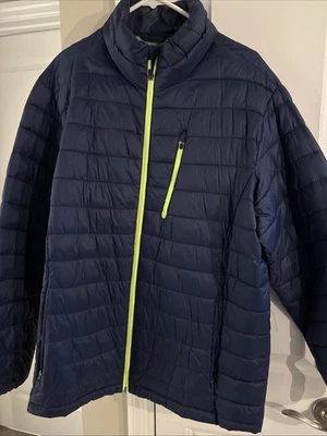 Jaqueta masculina XERSION PACKABLE casaco acolchoado azul marinho detalhes de limão BOM grande - Imagem 1 de 3