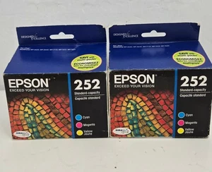 Genuine Epson 252 Cyan Magenta Yellow Cartridge Ink Tricolor Sealed Exp 4/25 - Picture 1 of 11