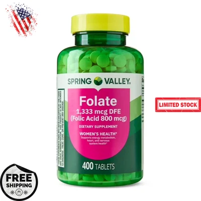 NUEVO Spring Valley Folato 1333 mcg DFE 400 unidades suplemento de vitamina B9 Foto 1 de 4