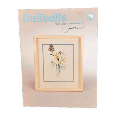 Daffodils Janet Powers original watercolors cross stitch Pattern Green Apple - Image 1 of 4