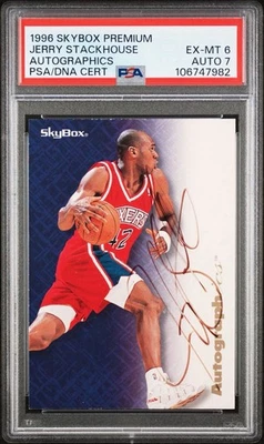 1996-97 Skybox Premium - Autographics Jerry Stackhouse Black Ink (AU) - Image 1 of 3