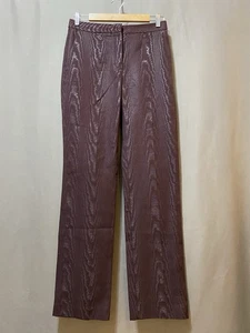 NWOT ZARA Women Zip Front Mid-Rise Morie Fabric Straight Leg Pants Size XS Brown - Picture 1 of 16