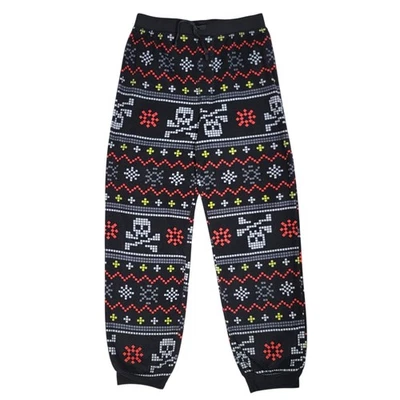 Joe Boxer Skull Snowflake Pajama Pants Boys Sz XL 14/16 Black Fleece Christmas - Image 1 of 4